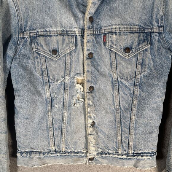 Vintage Levi’s Type 3 Trucker Jacket Sherpa Lined Distressed Size 40 Grunge - Picture 2 of 16
